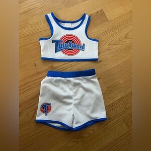 Tune Squad White & Blue Two-Piece Athletic Set